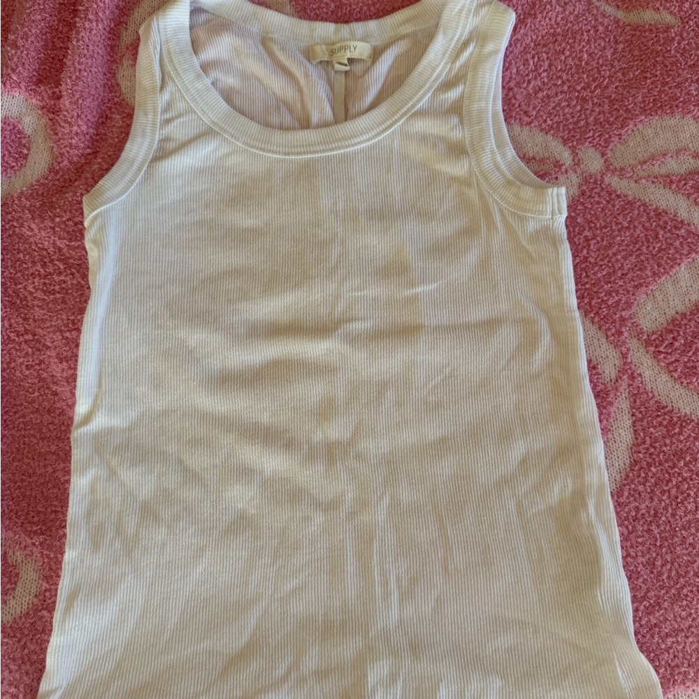 BP. White Ribbed Tank Top
